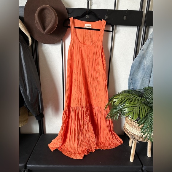 Urban Outfitters Dresses & Skirts - Urban outfitters orange flowy tank top sleeveless tiered boho midi dress